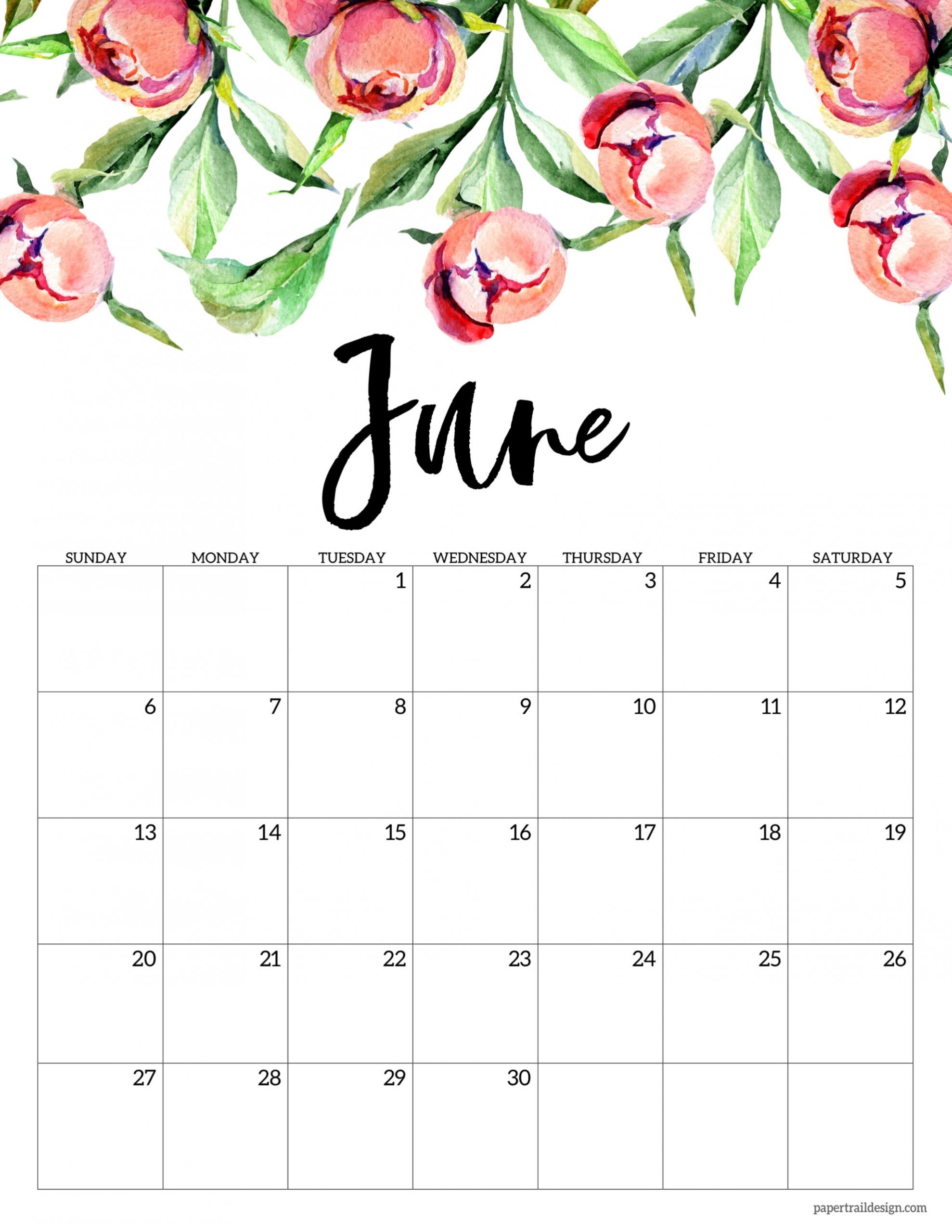 Free Printable Calendar 2021 - Floral - Paper Trail Design