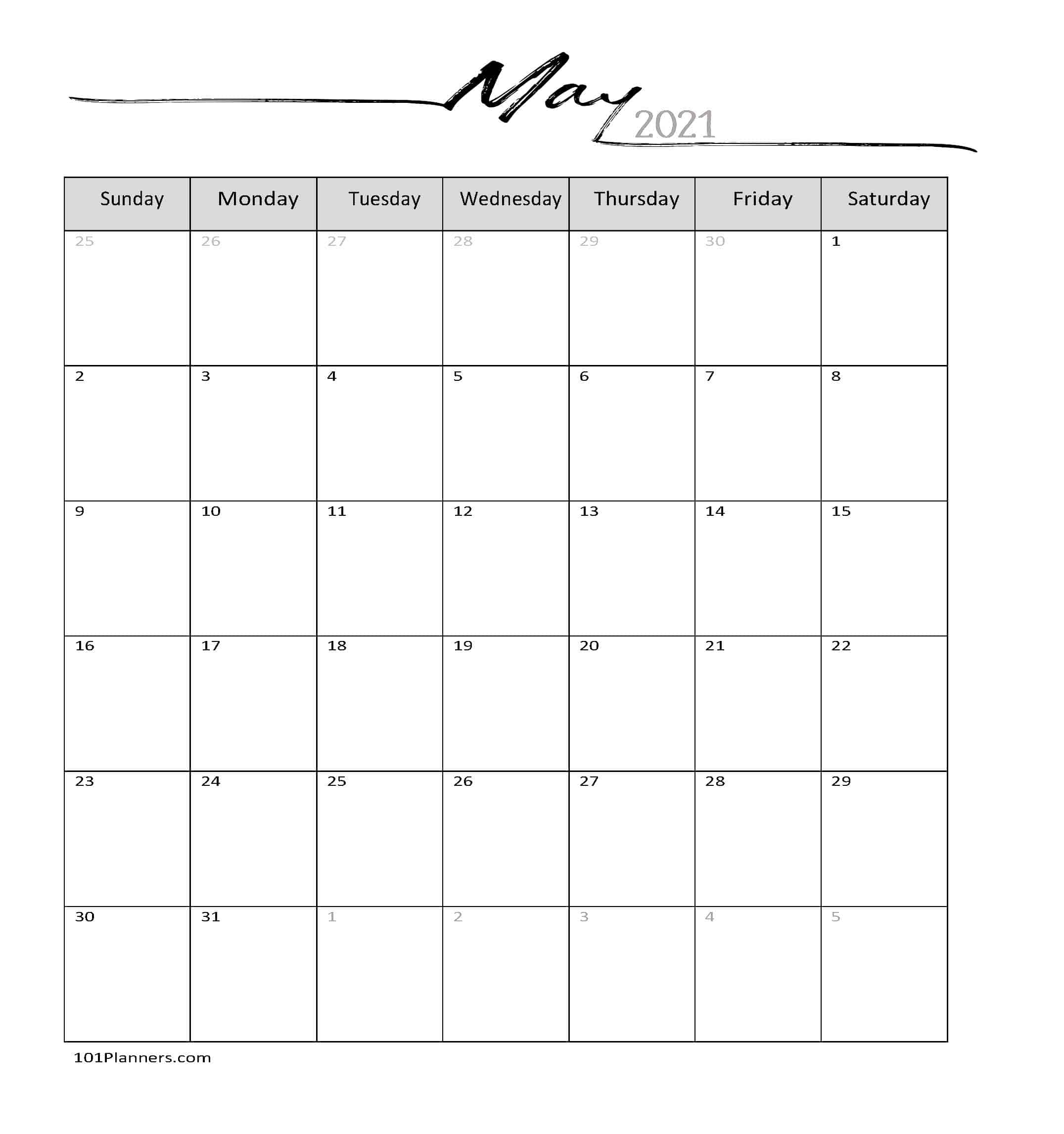 Free Printable May 2021 Calendar | Customize Online