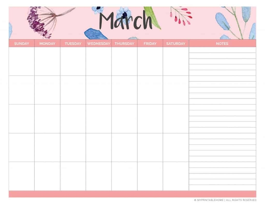Free Printable Monthly Planner Calendar (Undated) - My