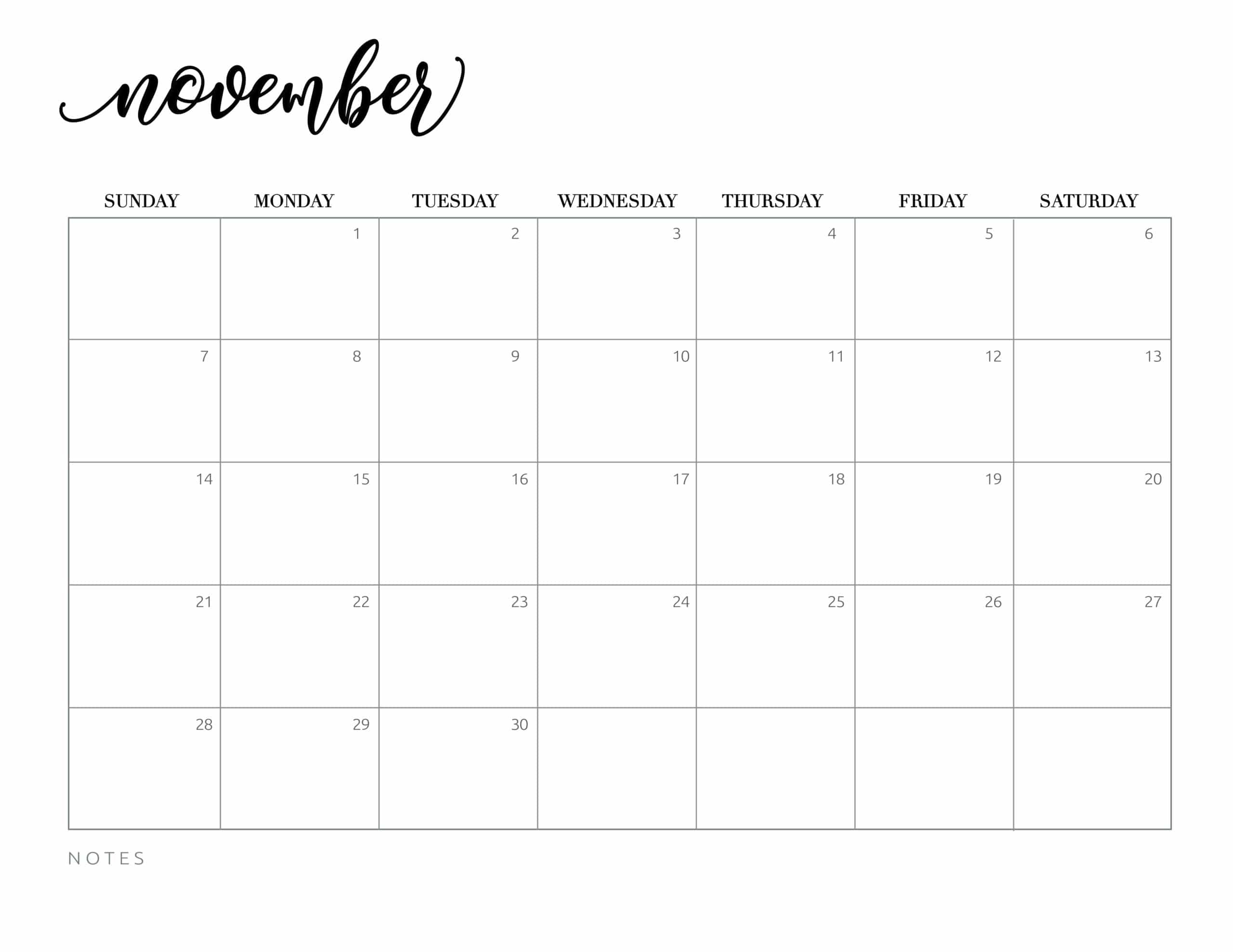 Free Printable November 2021 Calendar - World Of Printables