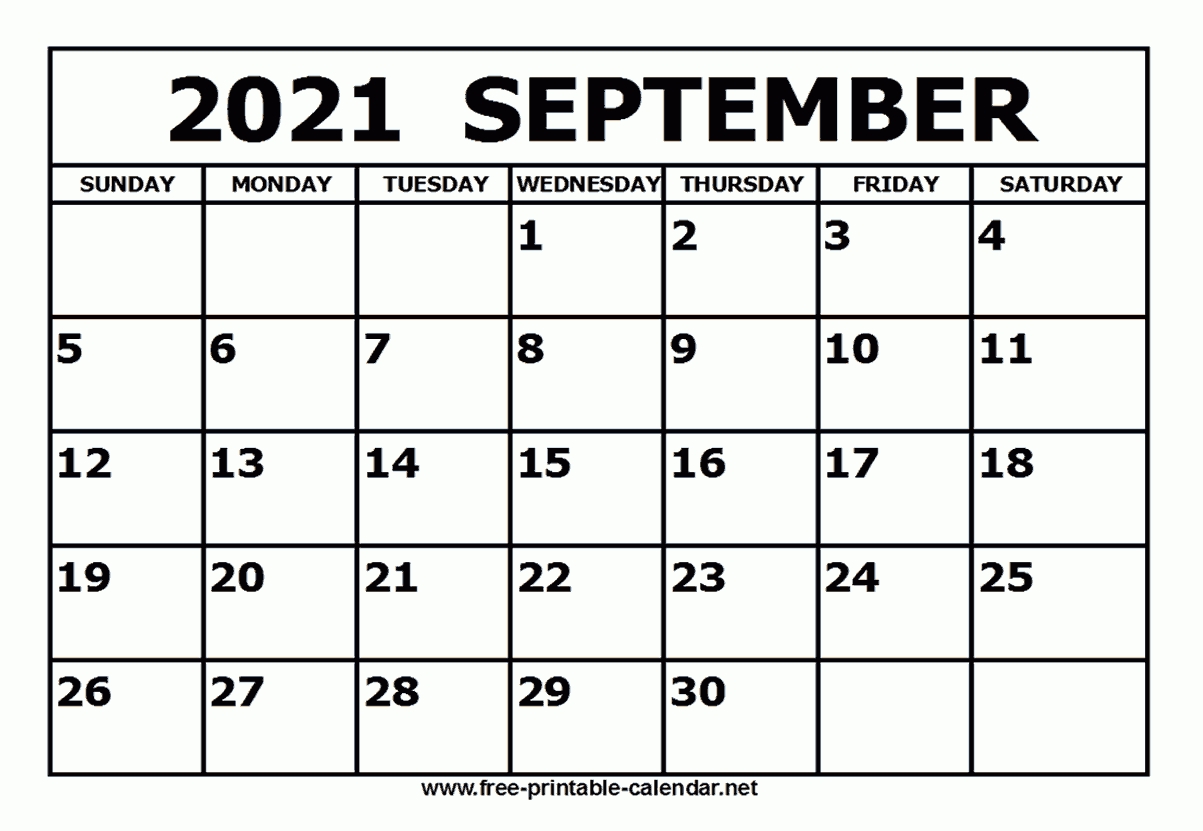 Free Printable September 2021 Calendar