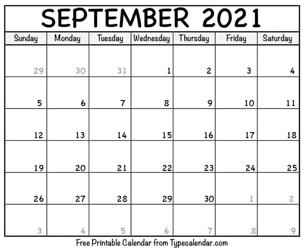 Free Printable September 2021 Calendars