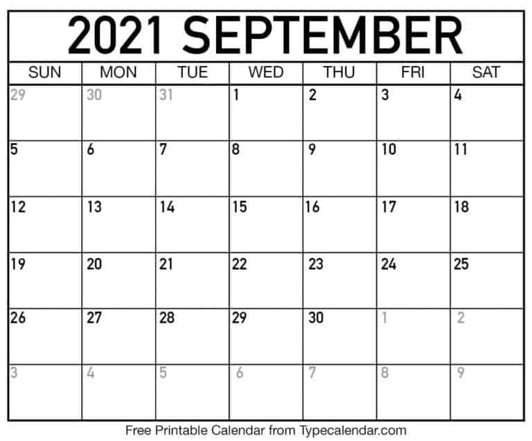 Free Printable September 2021 Calendars