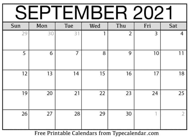 Free Printable September 2021 Calendars