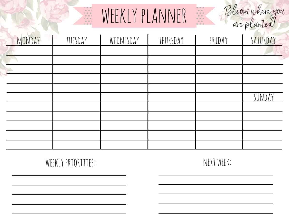 Free Printable Weekly Calendar- &quot;Garden Life&quot; - A Country