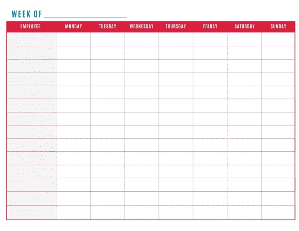 Free Printable Work Schedule