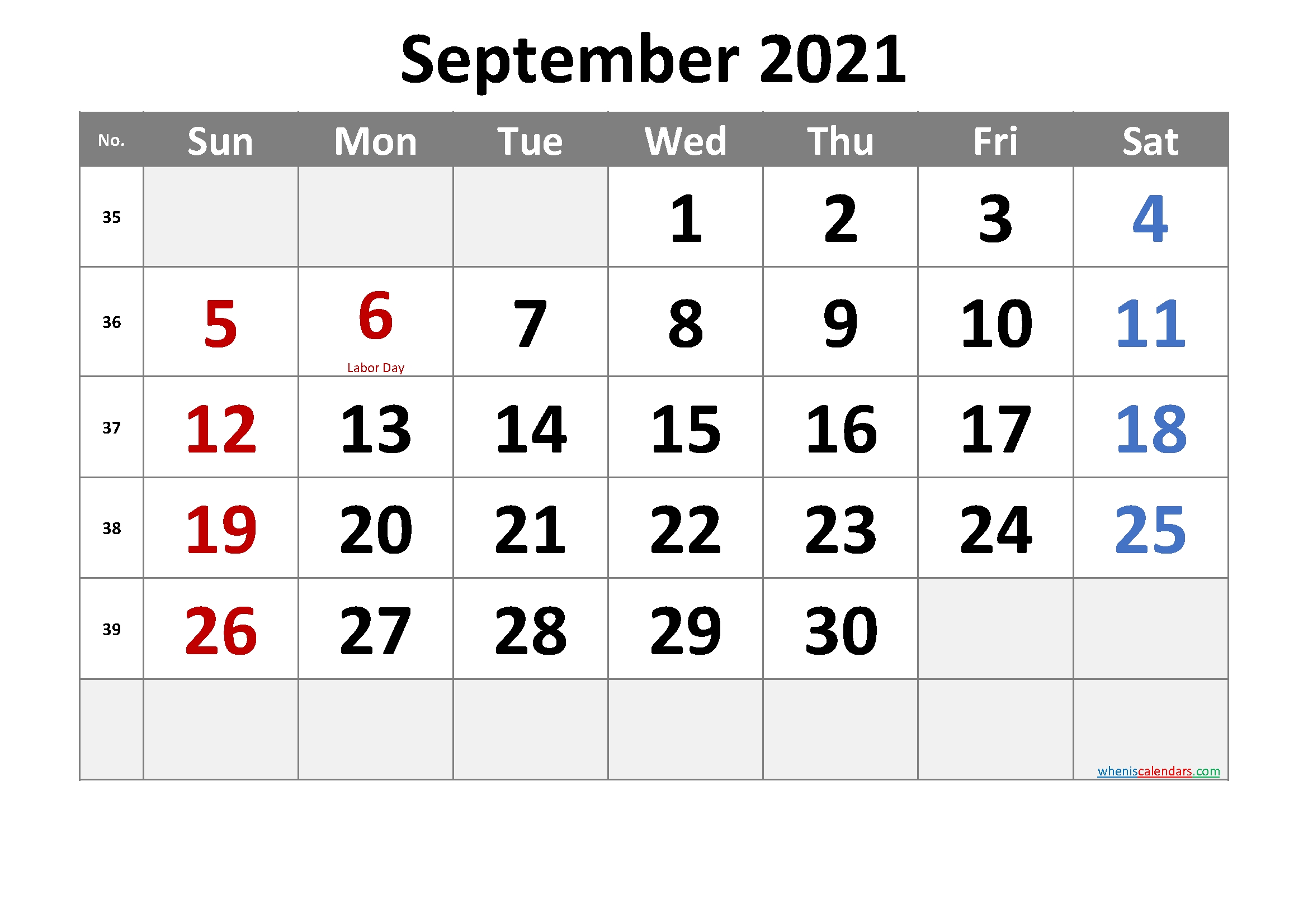 Free September 2021 Monthly Calendar Pdf-Template No.cr21M33