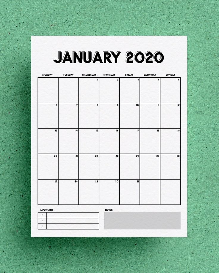 Free Vertical Calendar Printable For 2020 | Vertical Calendar