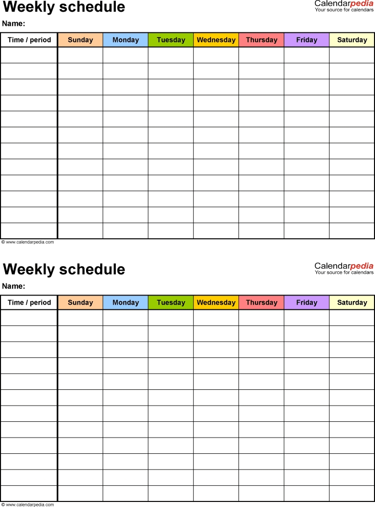 Free Weekly Schedule Templates For Word - 18 Templates