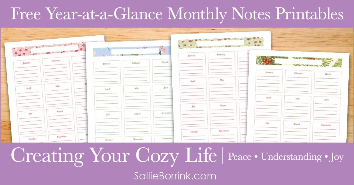 Free Year-At-A-Glance Monthly Notes Printables