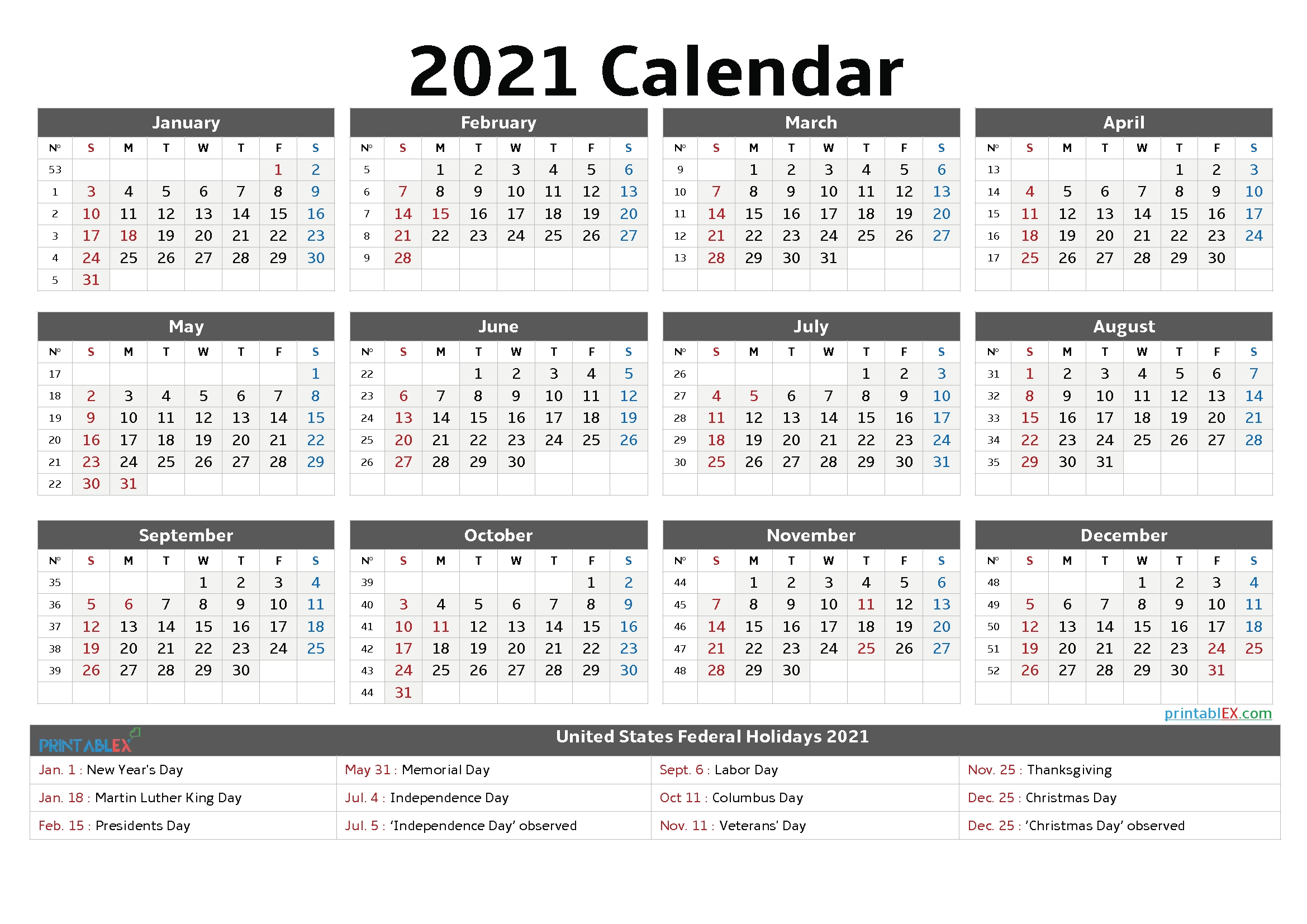 Honeywell Holiday Calendar 2021