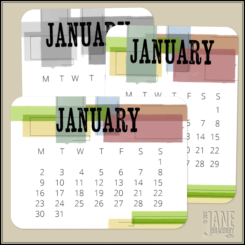 January 2017 Pocket Calendar Cards | 3 X 4 | Free