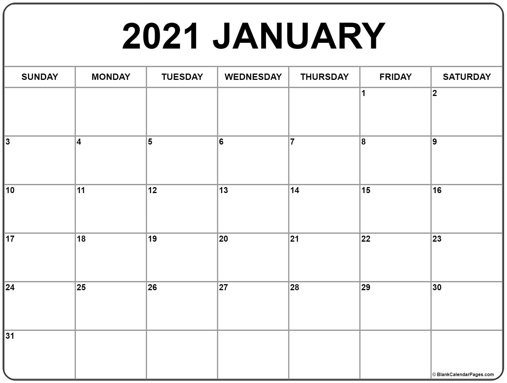 January 2021 Calendar | Free Printable Calendar Templates