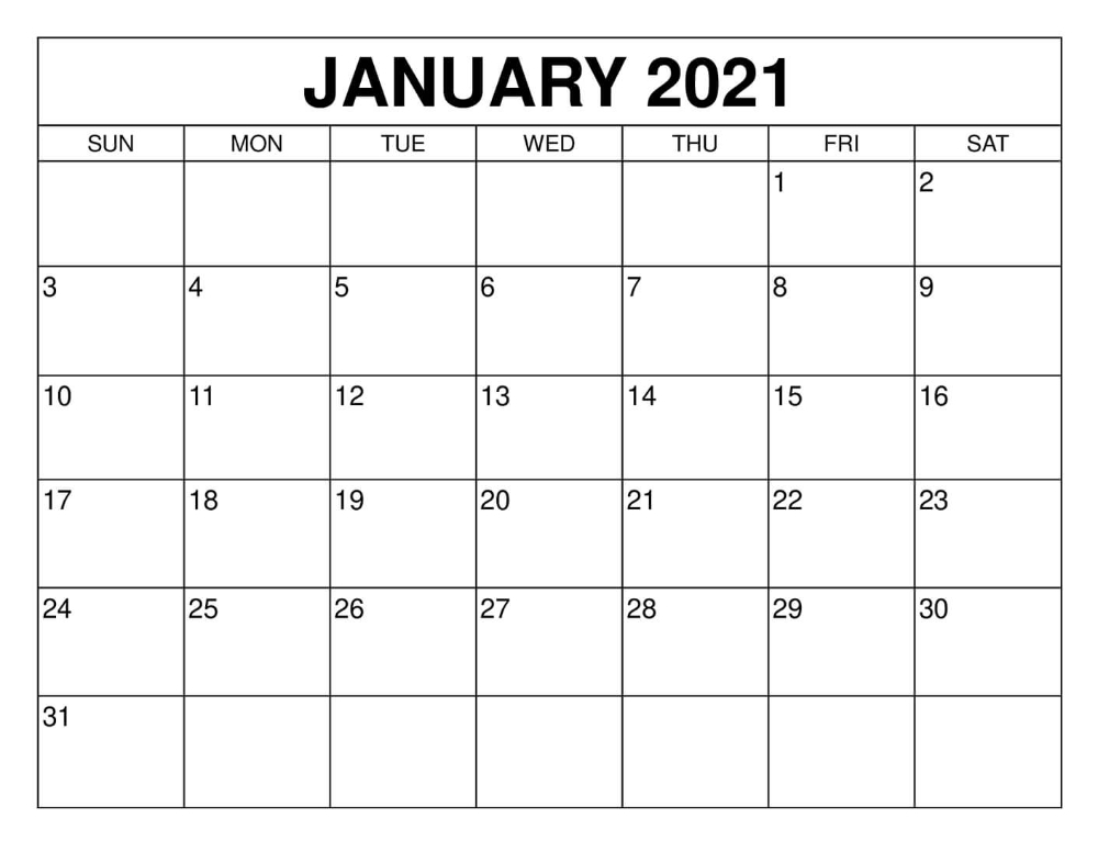 January 2021 Calendar Printable Pdf - Printable Calendar