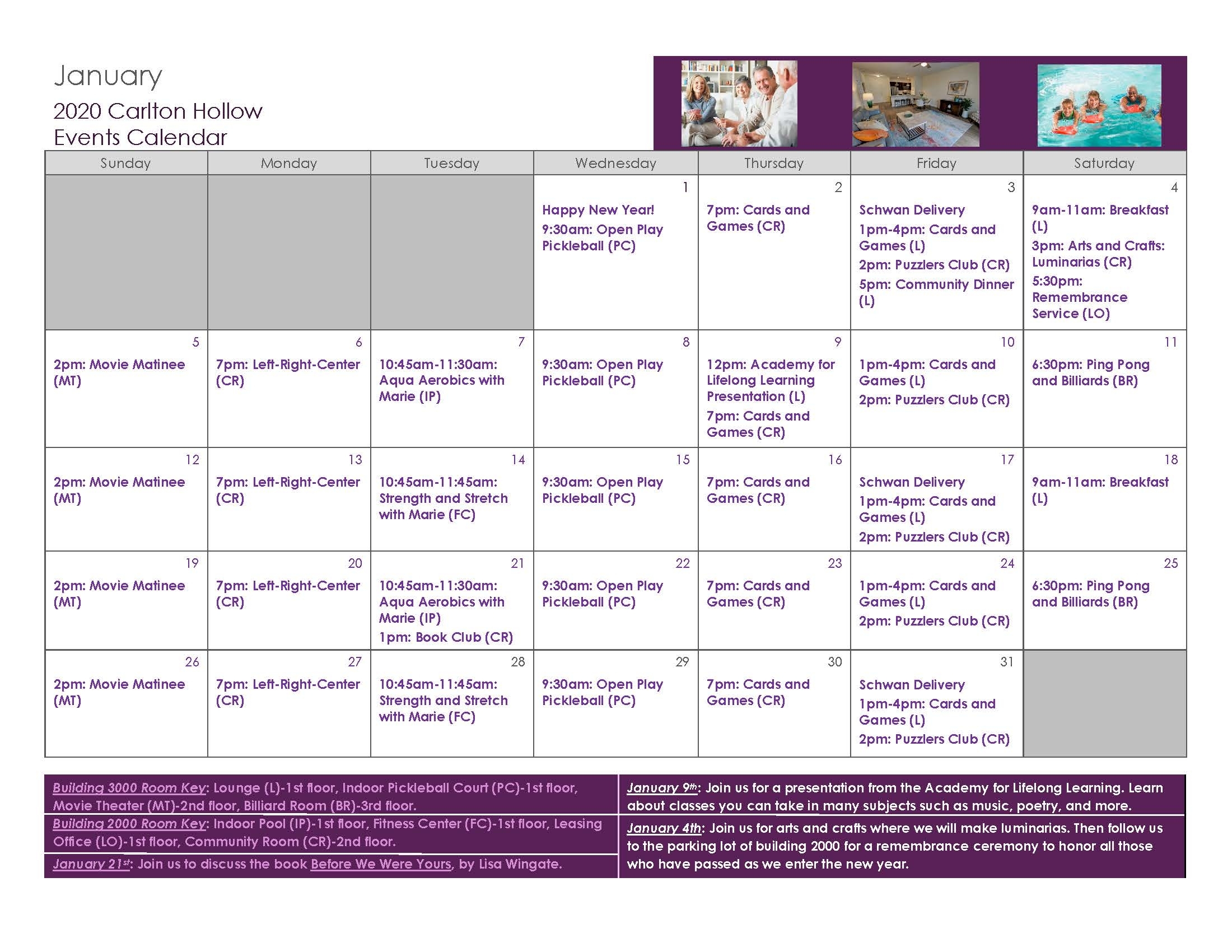 January Event Calendar - Sunrise Management And Consulting