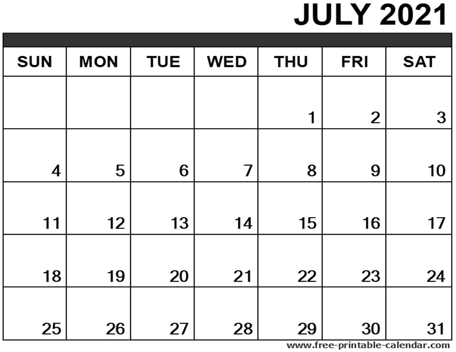 July 2021 Calendar Printable - Free-Printable-Calendar