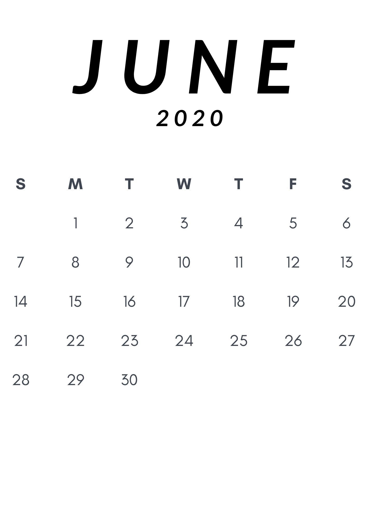 June 2020 A4 Calendar Printable Layout Ideas | Calendar