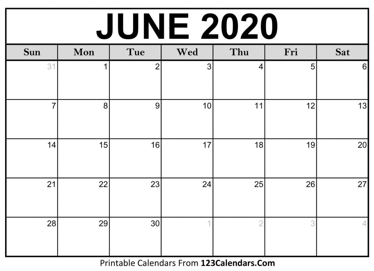 June 2020 Calendar Printable Template | Free Letter Templates
