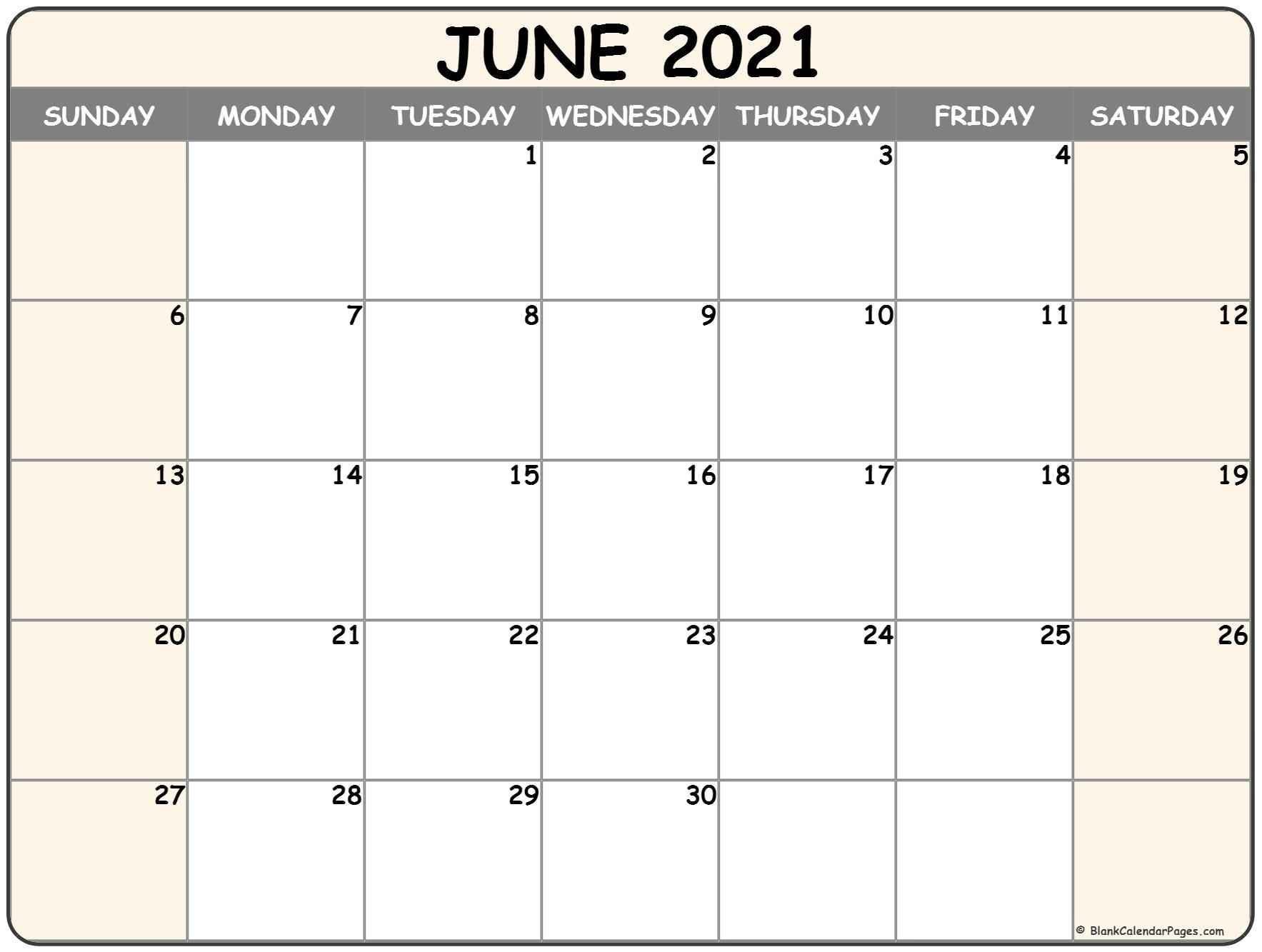 June 2021 Calendar | Free Printable Calendar Templates