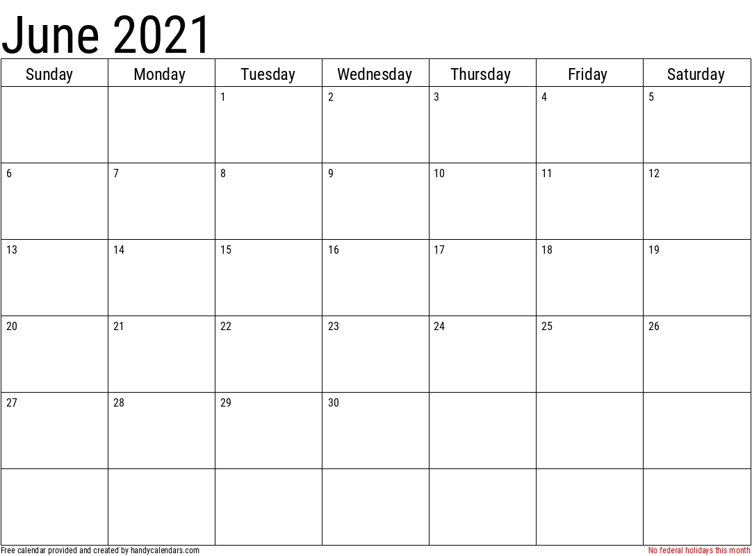 June 2021 Calendar With Holidays | Printable Calendars 2021