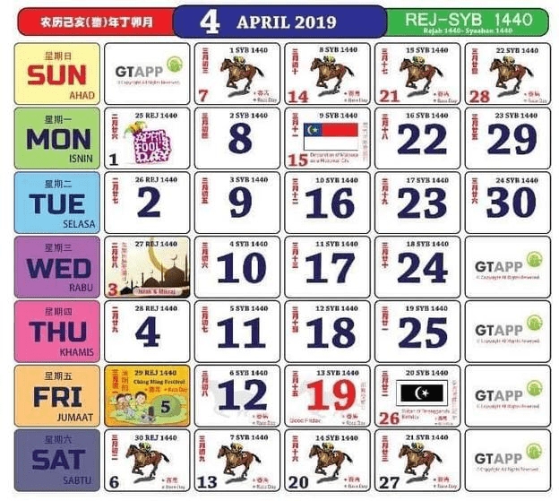 Kalendar April 2019 | Calendar, Holiday, Public Holidays