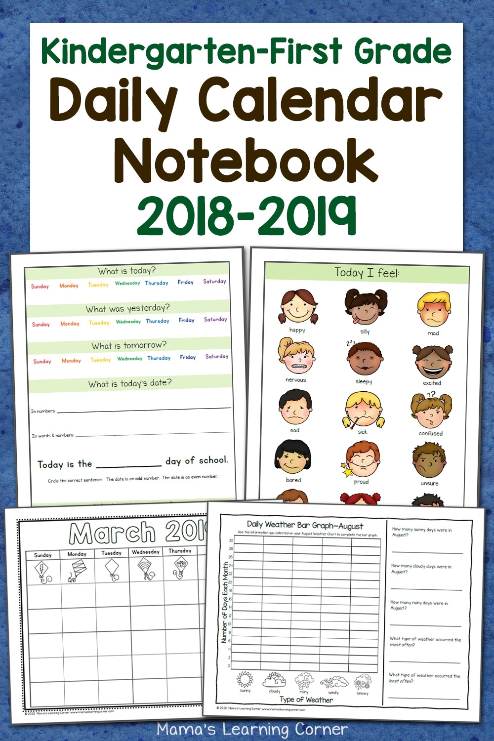 Kindergarten-First Grade Calendar Notebook - Mamas