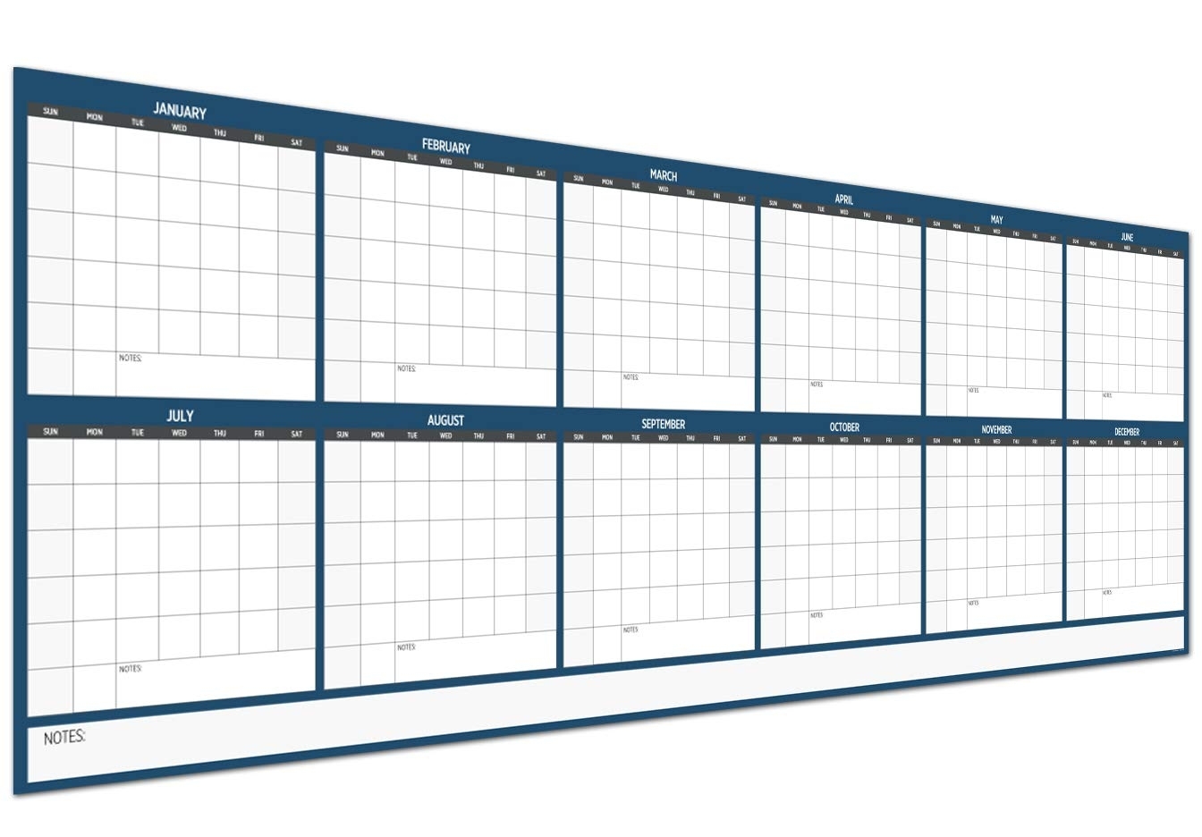 Large Dry Erase Wall Calendar - 36&quot; X 96&quot; - Undated Blank