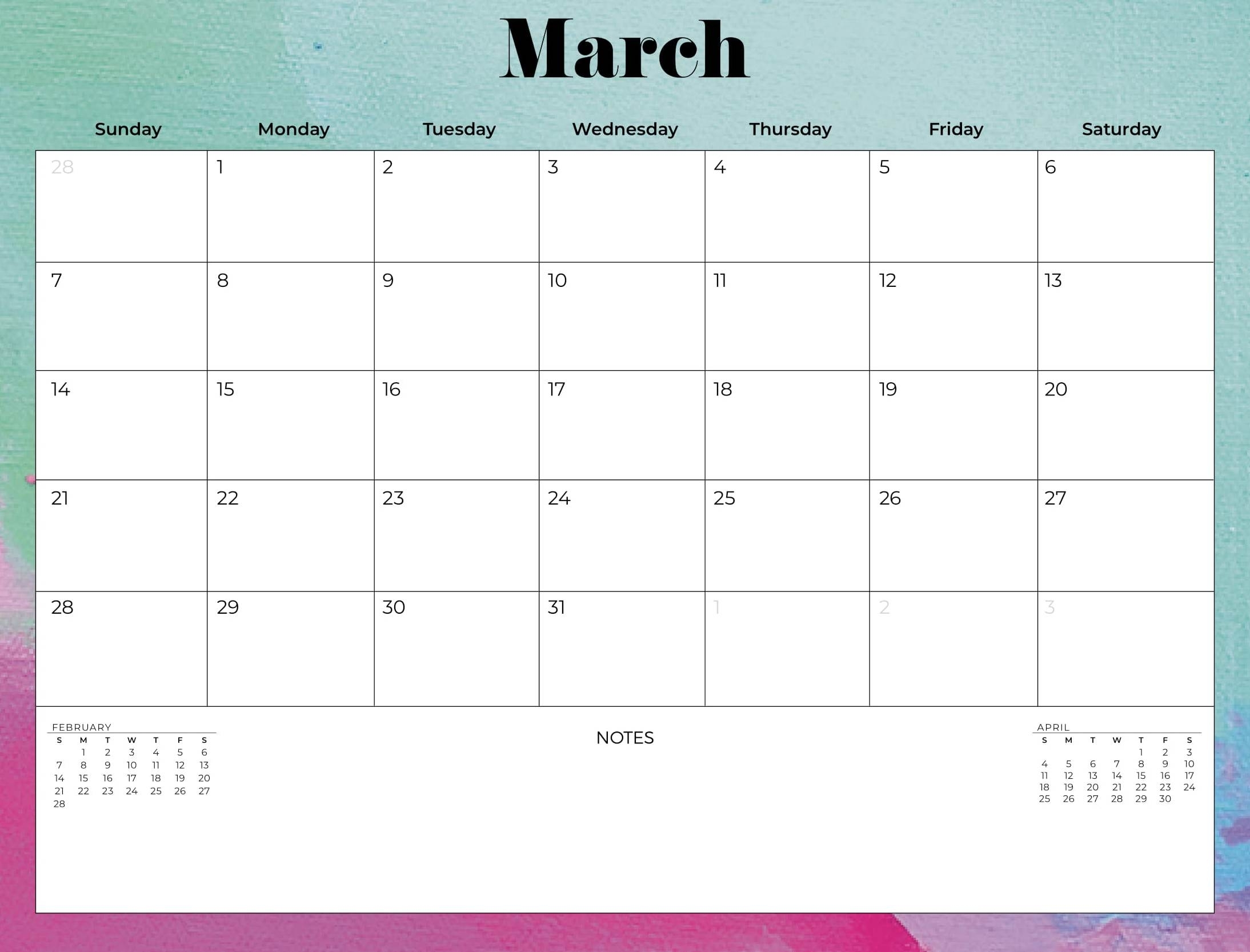 March 2021 Calendar Excel Worksheet - Printable Office