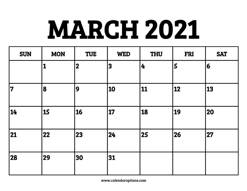 March 2021 Calendar Printable - Calendar Options