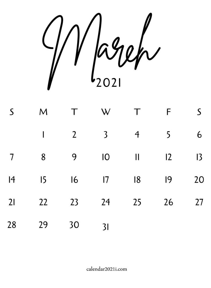 March 2021 Minimalist Calendar Design Monthly Template