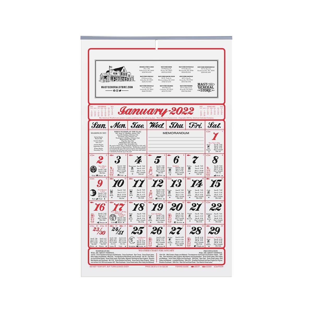 Mast General Store | 2021 Mast General Store White Calendar