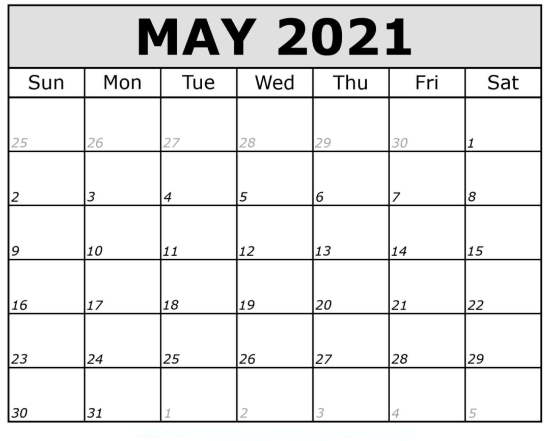 May 2021 Calendar Printable Pdf - Mycalendarlabs