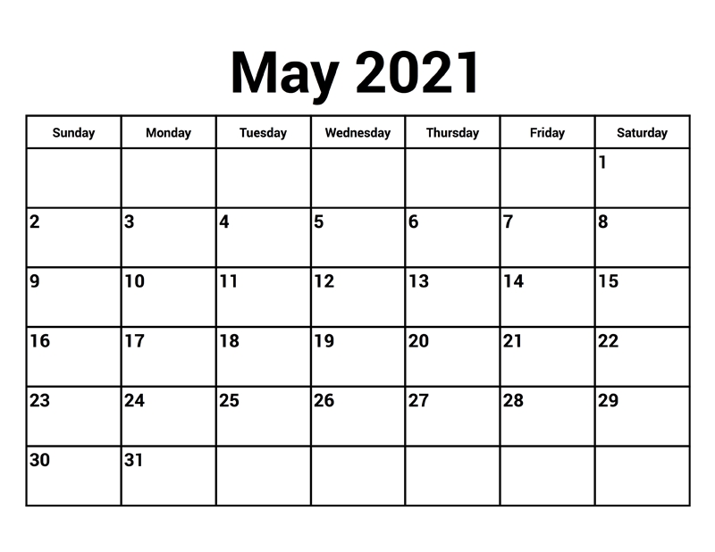 May 2021 Calendar Template With Holidays - Thecalendarpedia