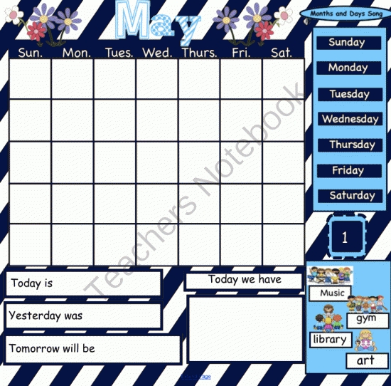 May Interactive Smartboard Calendars From 1 2 3