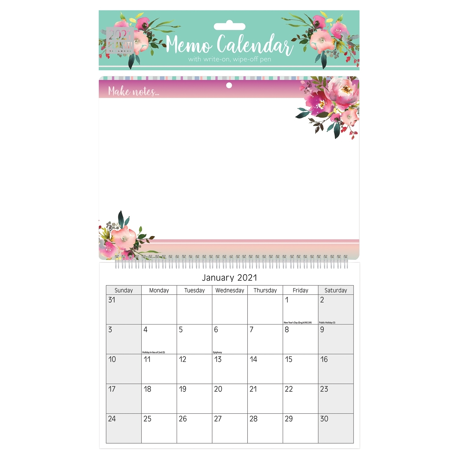 Memo Calendar 2021 - Floral | Diaries &amp; Calendars - B&amp;M
