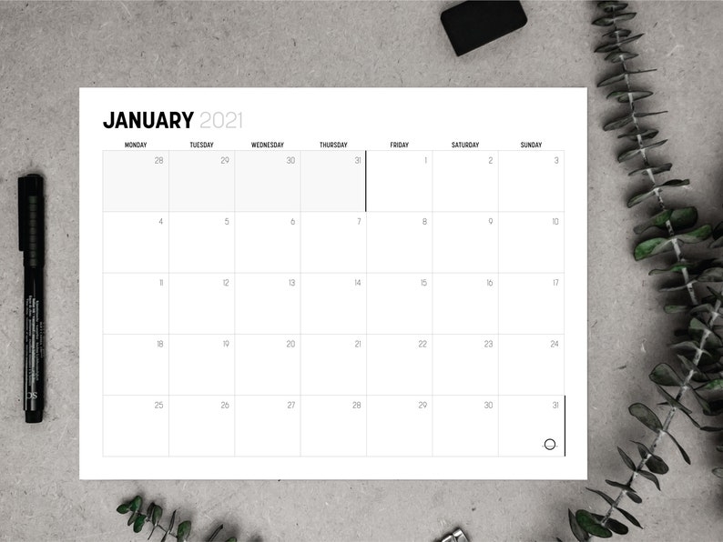Minimalist 2021 Calendar Printable // Monthly Planner