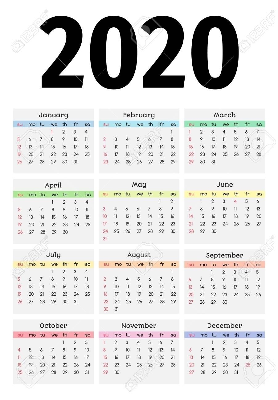 Monday - Sunday 2020 In 2020 | Calendar Template, 2020