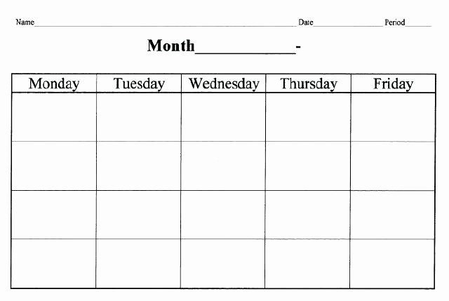 Monday Through Friday Schedule Template Best Of Blank