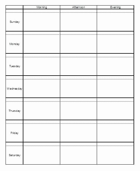 Monday Through Friday Schedule Template Fresh Monday To
