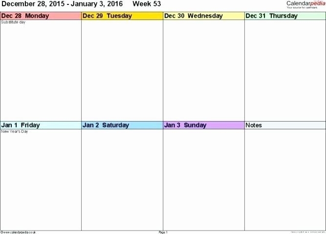 Monday Through Friday Schedule Template Inspirational