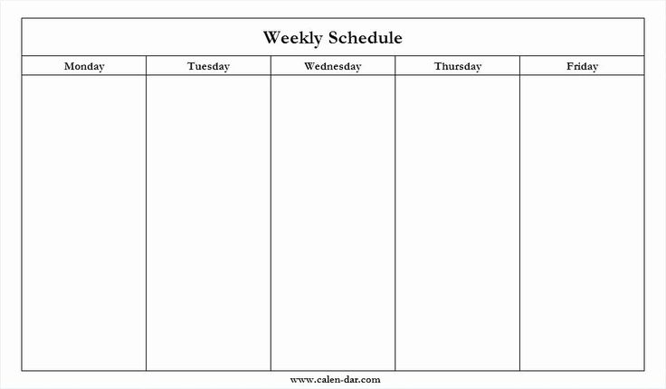 Monday Through Friday Schedule Template Lovely Mon Friday