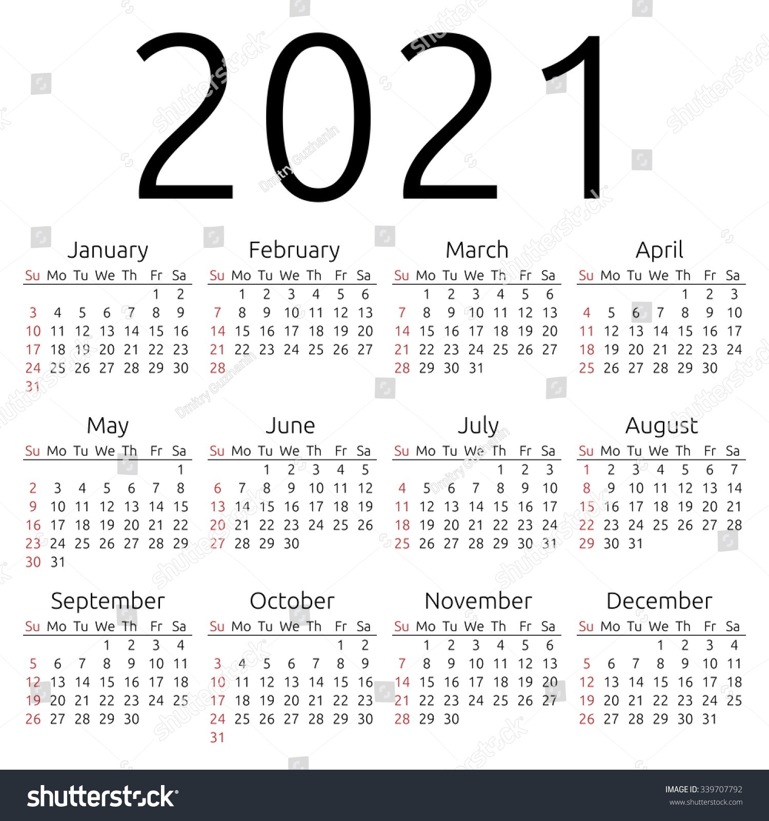 Monday To Sunday Calendar 2021 Full Months | Printable
