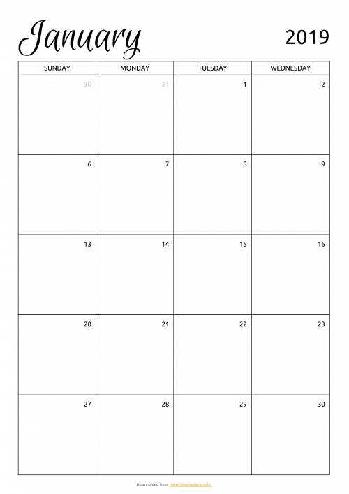 Monthly Blank Calendar