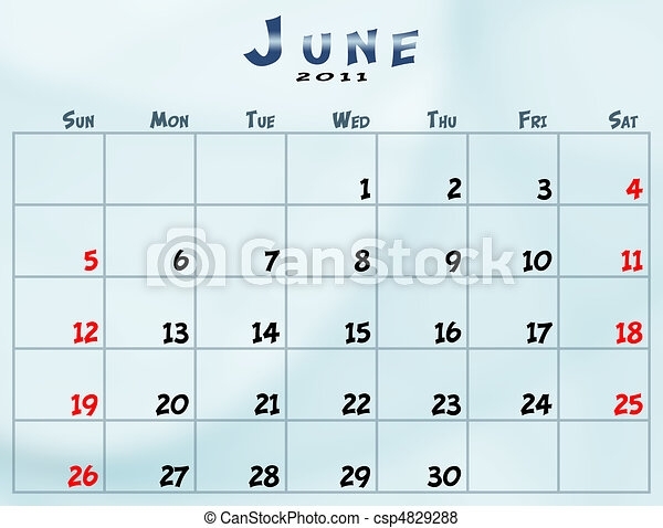 Monthly Calendar. June 2011 Calendar From Sunday To