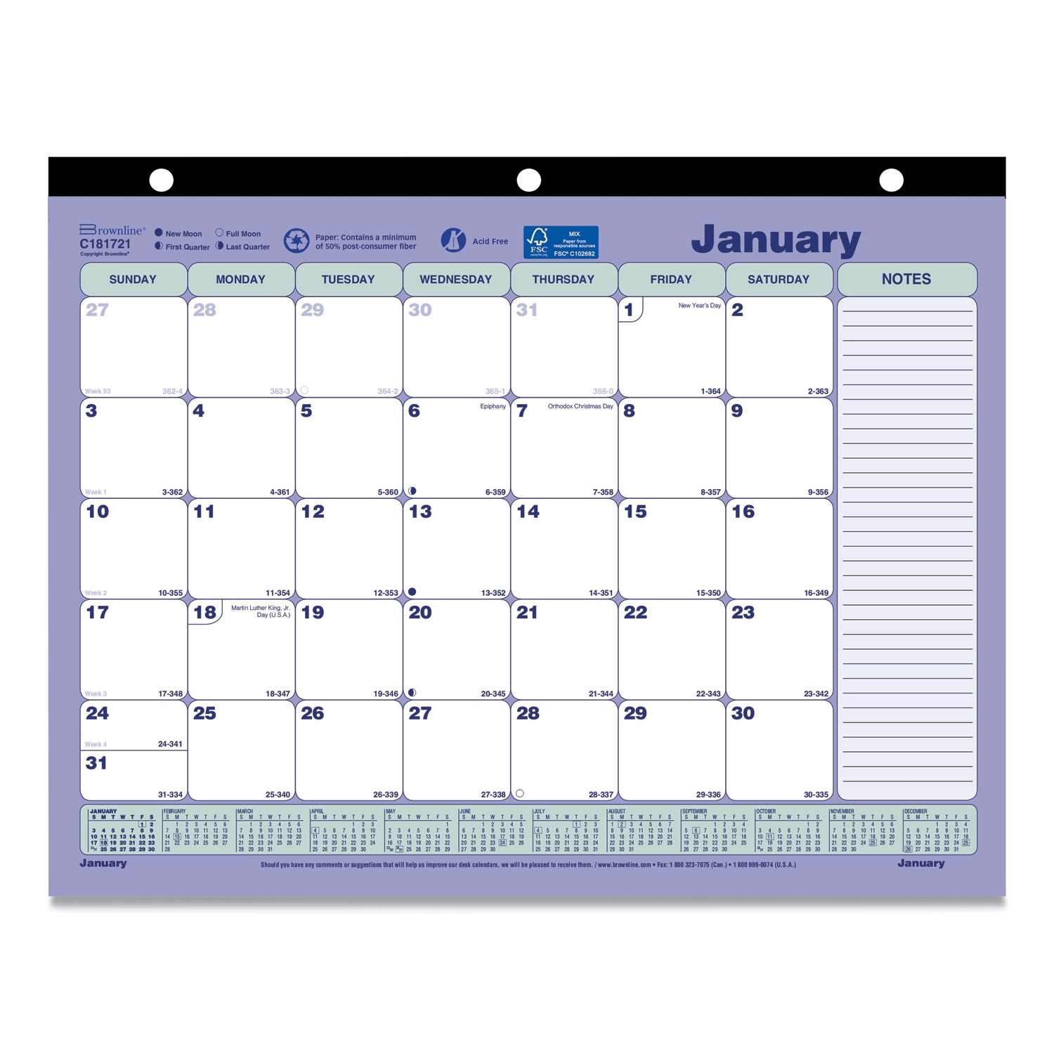 Monthly Desk Pad Calendar, 11 X 8.5, 2022 - Zerbee