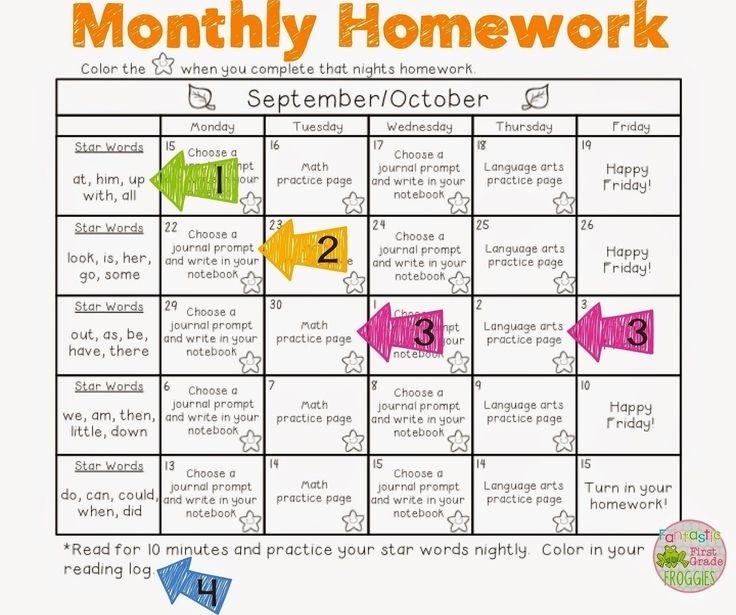 Monthly Homework Calendar 3Rd Grade | Homework Calendar