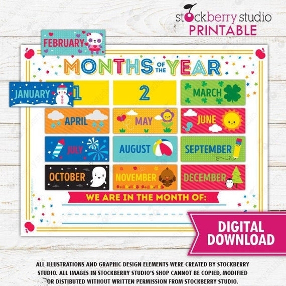 Months Of The Year Printable Learning Games Kids Calendar
