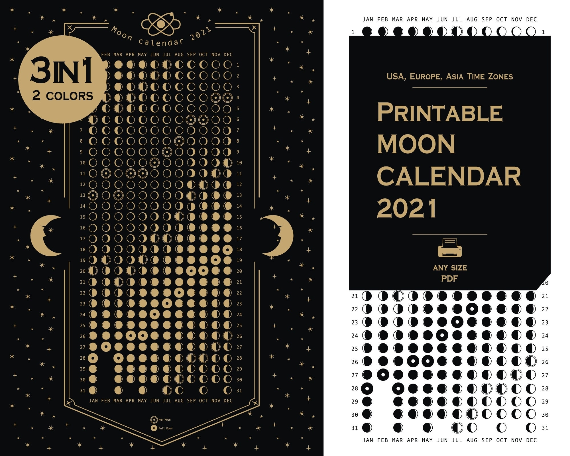 Moon Calendar 2021 Printable Calendar Moon Phases