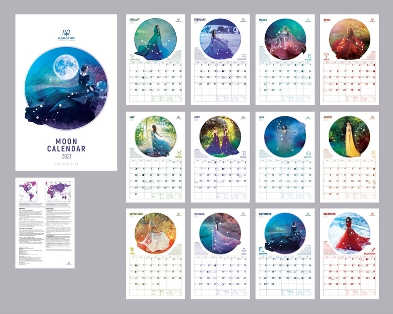 Moon Calendar Astrology Calendar 2021 Astrology Woman | Etsy