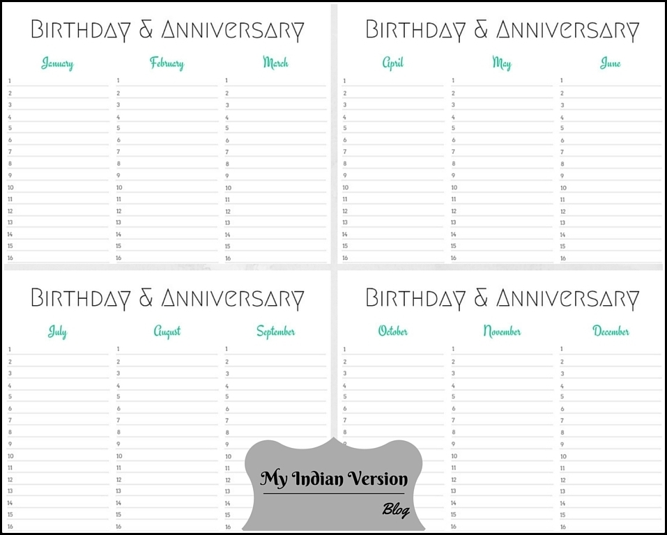 My Indian Version: Birthday &amp; Anniversary Calendar : Free